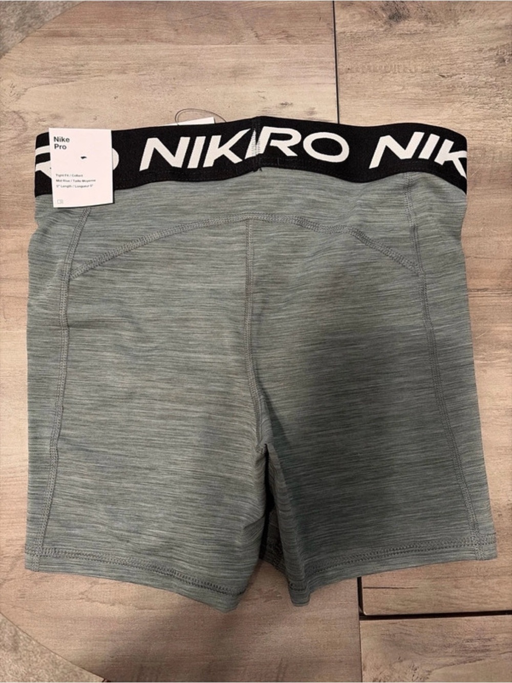 Women’s Nike Pro Medium Gray 5” Dri Fit Shorts - Picture 2 of 3